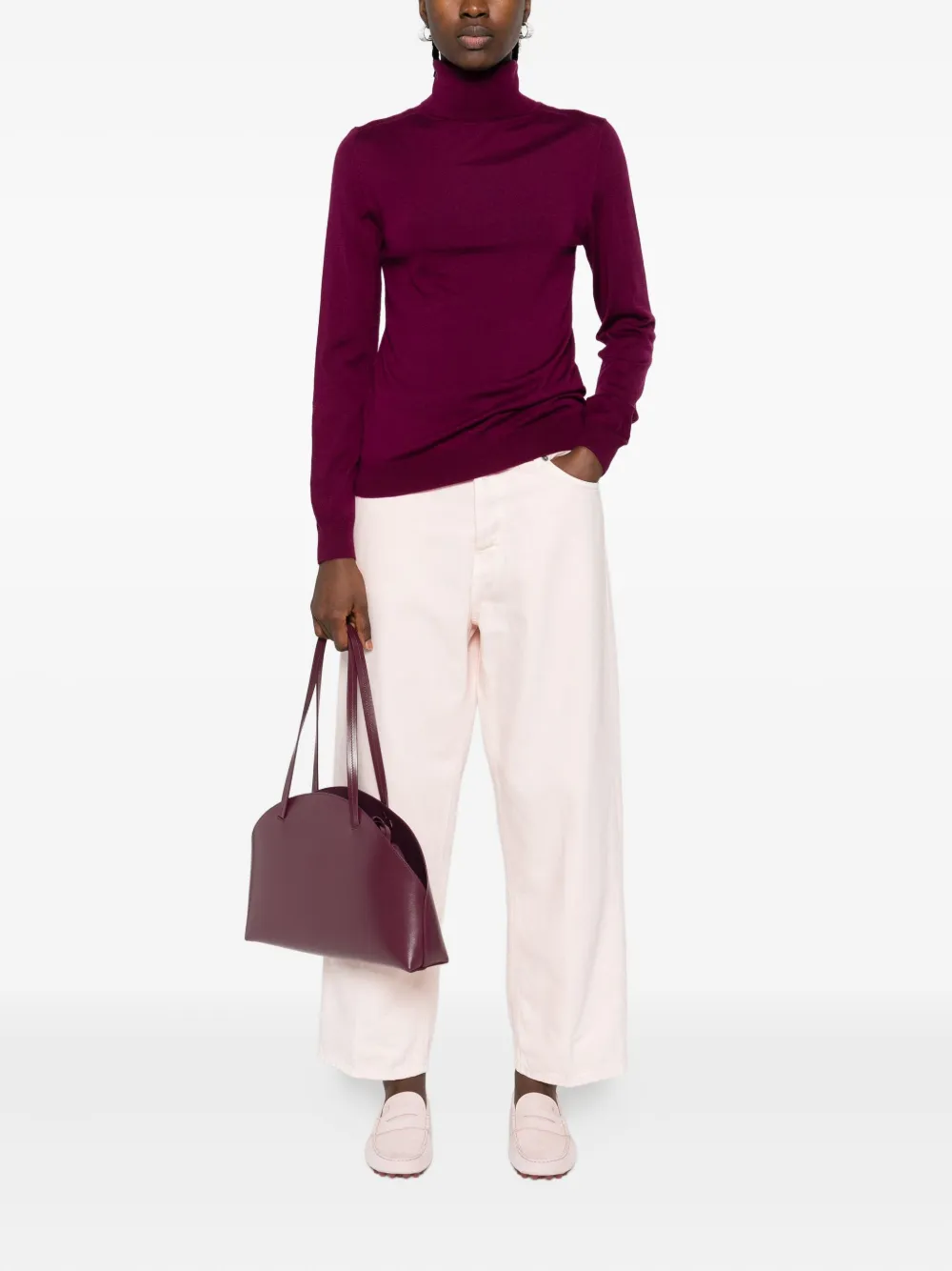 Eric Bompard Roll-neck Cashmere Sweater In Burgundy