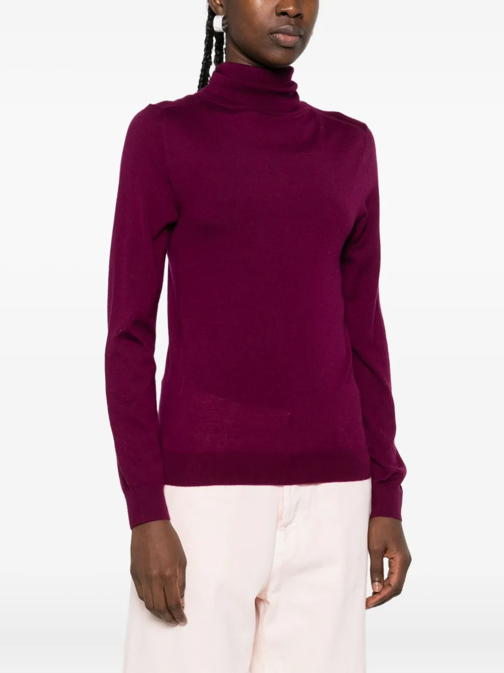 Eric Bompard Roll-neck Cashmere Sweater In Burgundy