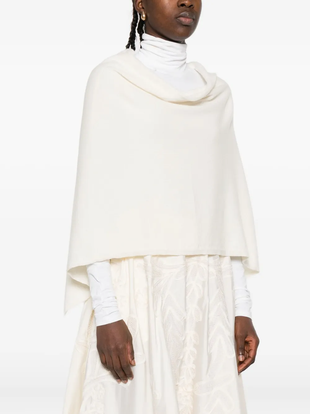Eric Bompard Kasjmier poncho met lage hals Wit