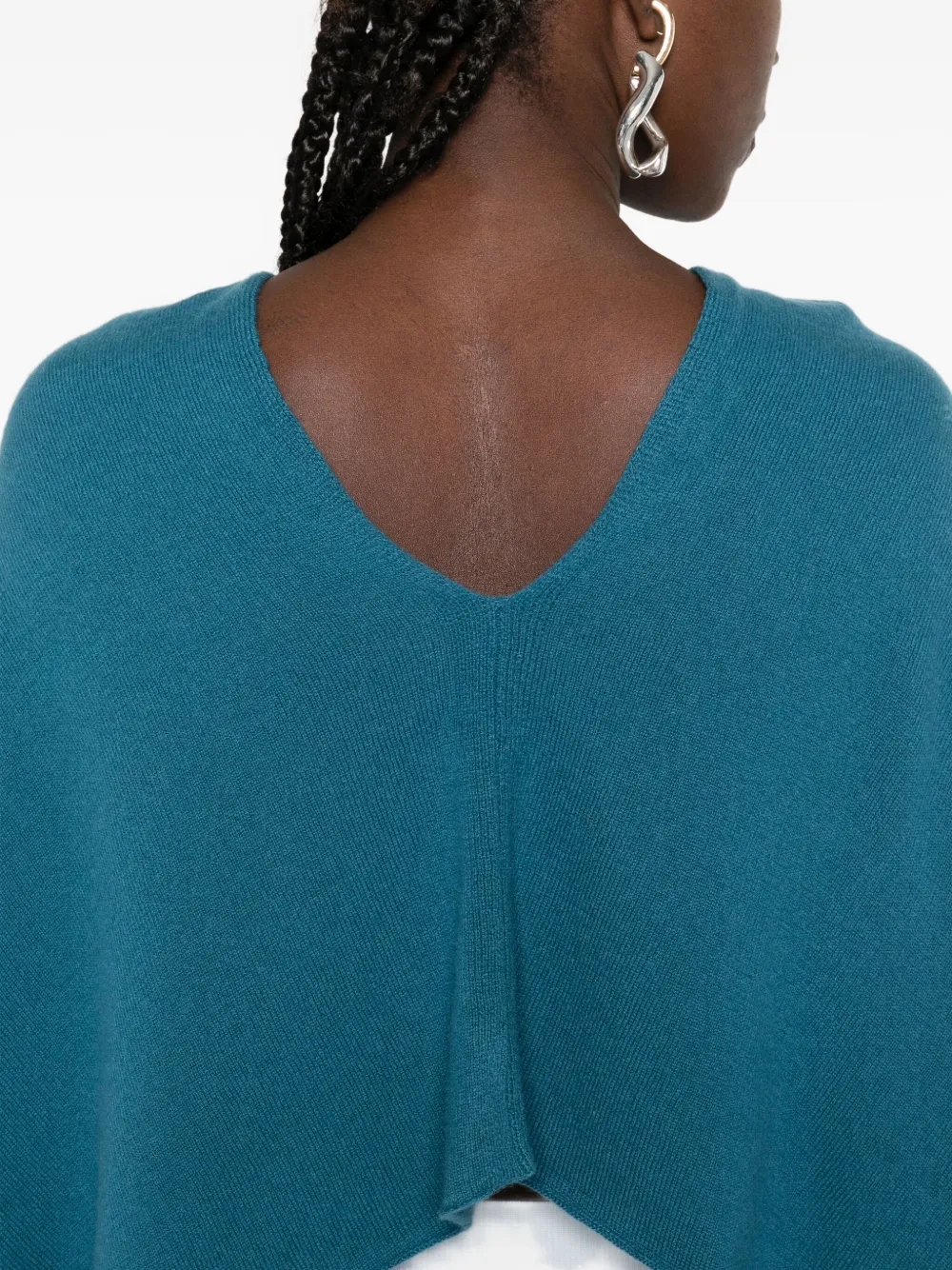 Eric Bompard cowl-neck cashmere poncho Blauw