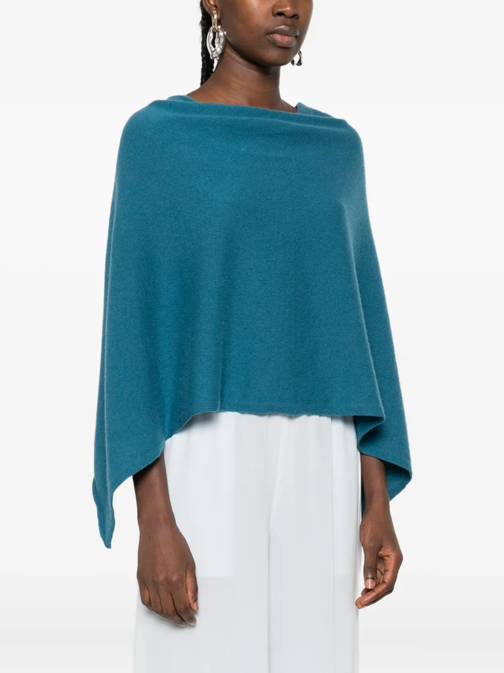 Eric Bompard cowl-neck cashmere poncho Blauw