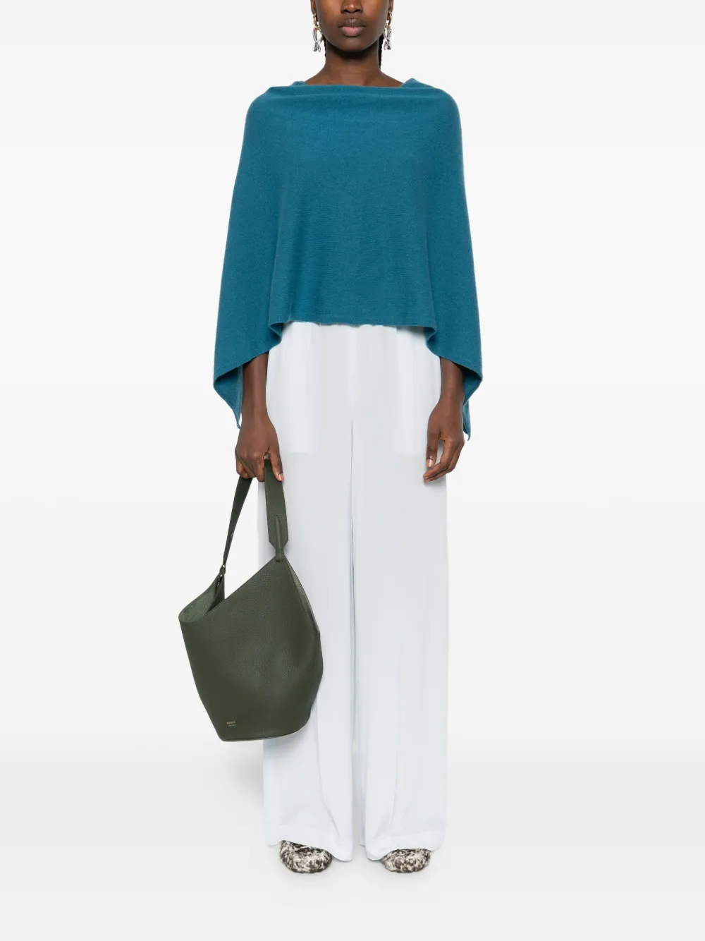 Eric Bompard cowl-neck cashmere poncho Blauw