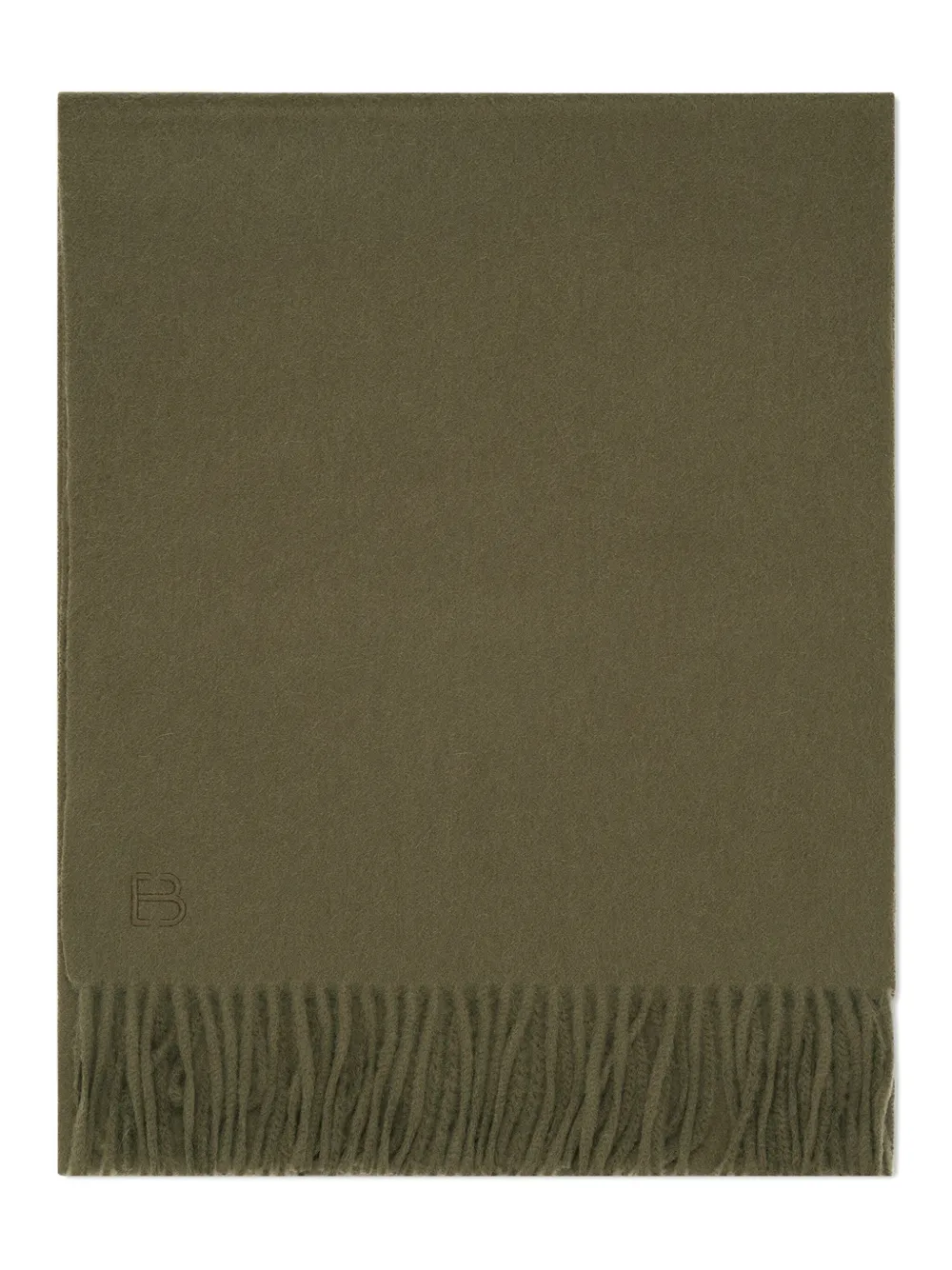 Eric Bompard Monogram Fringed Scarf In Green