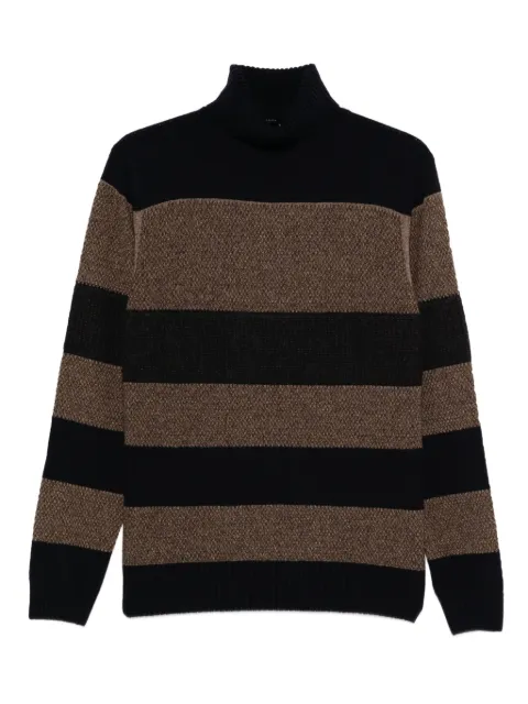 Barba turtleneck striped wool sweater