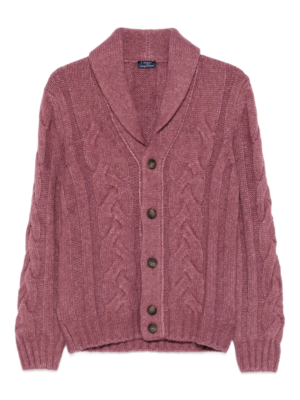 cable-knit shawl-collar cardigan