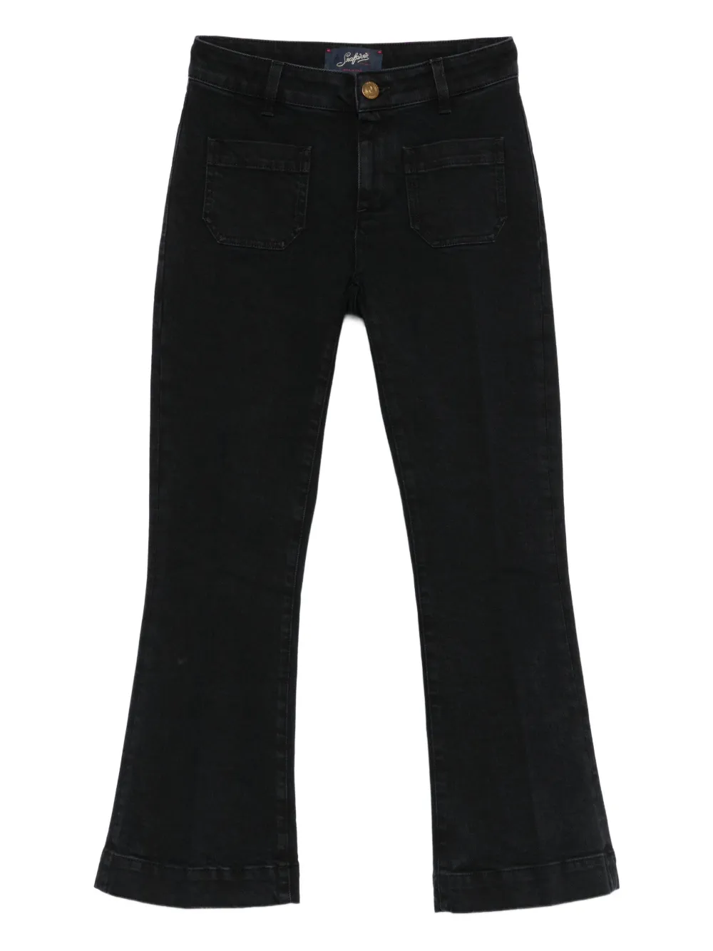 flap-pocket flared jeans