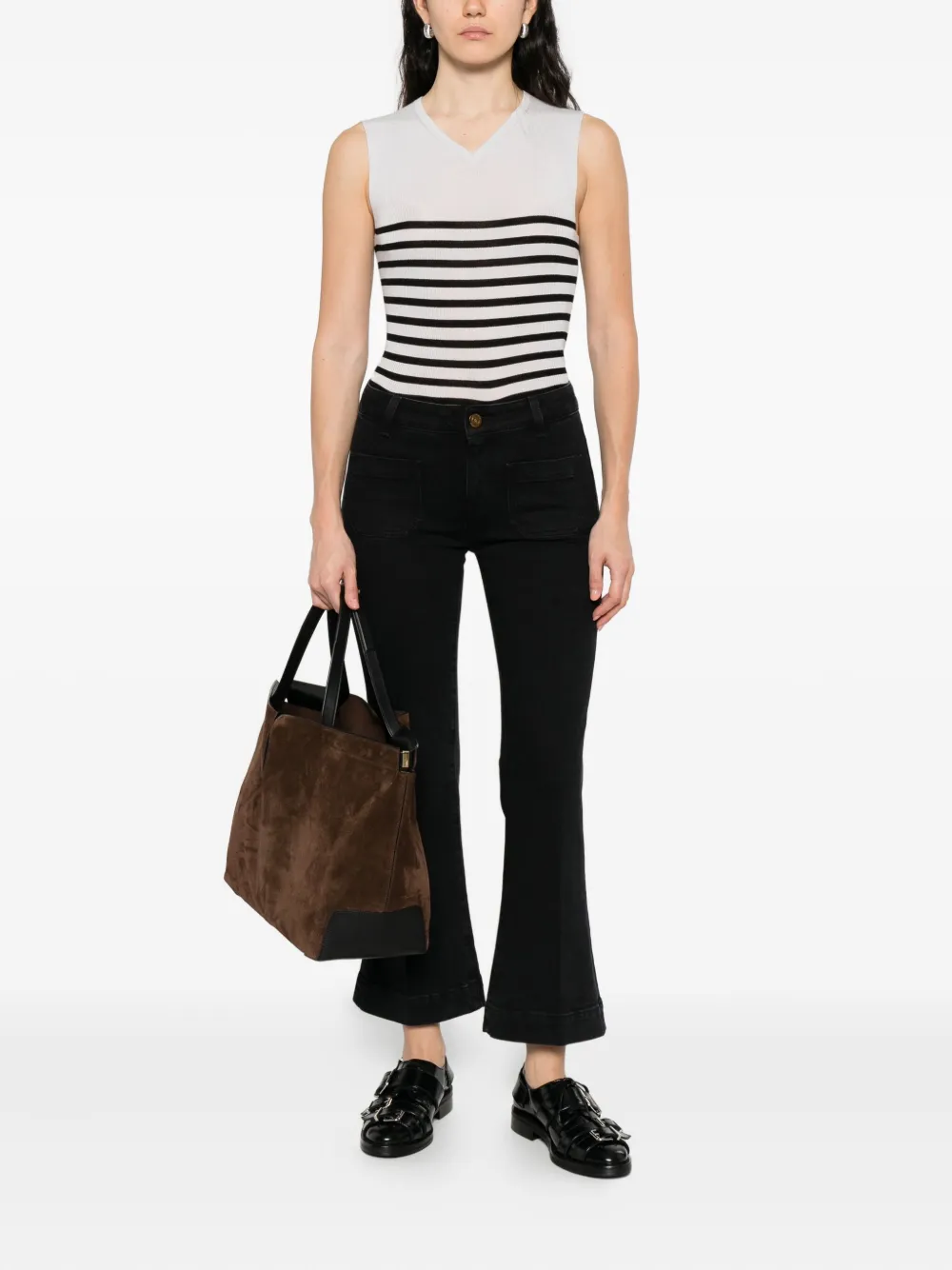 Seafarer flap-pocket flared jeans - Zwart