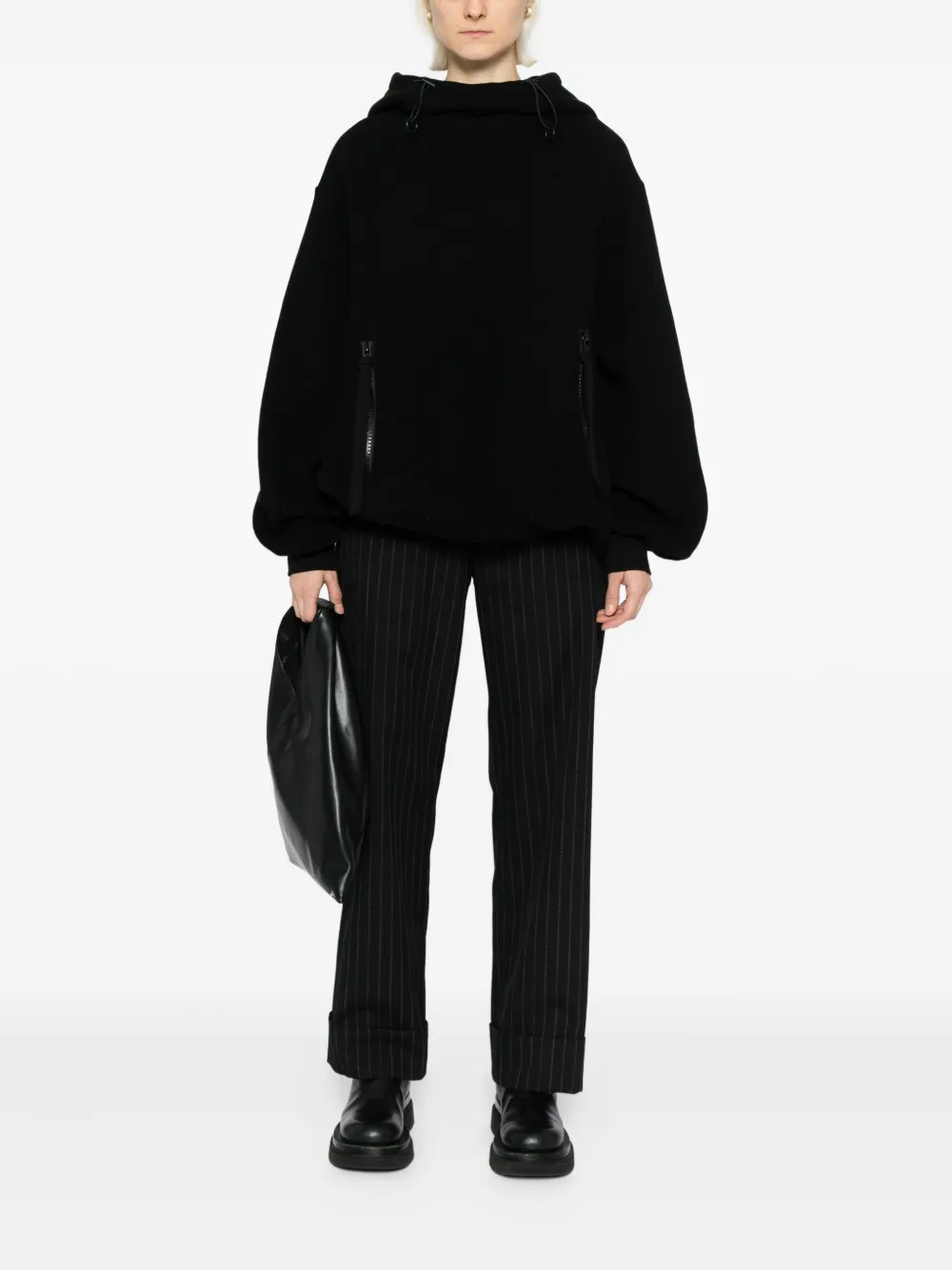 Yohji Yamamoto Badstof hoodie - Zwart