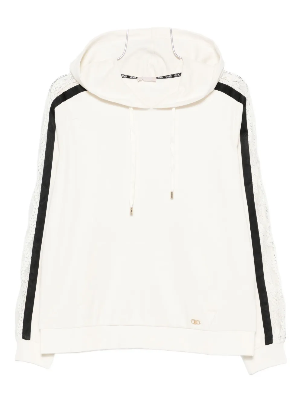 Liu •jo Lace-insert Hoodie In White