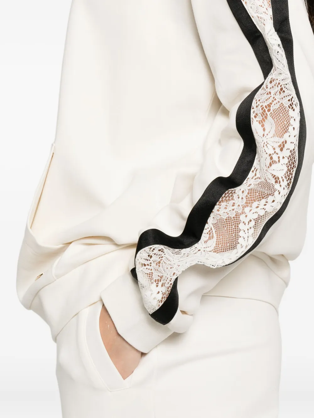 LIU JO Hoodie met kanten vlakken Beige