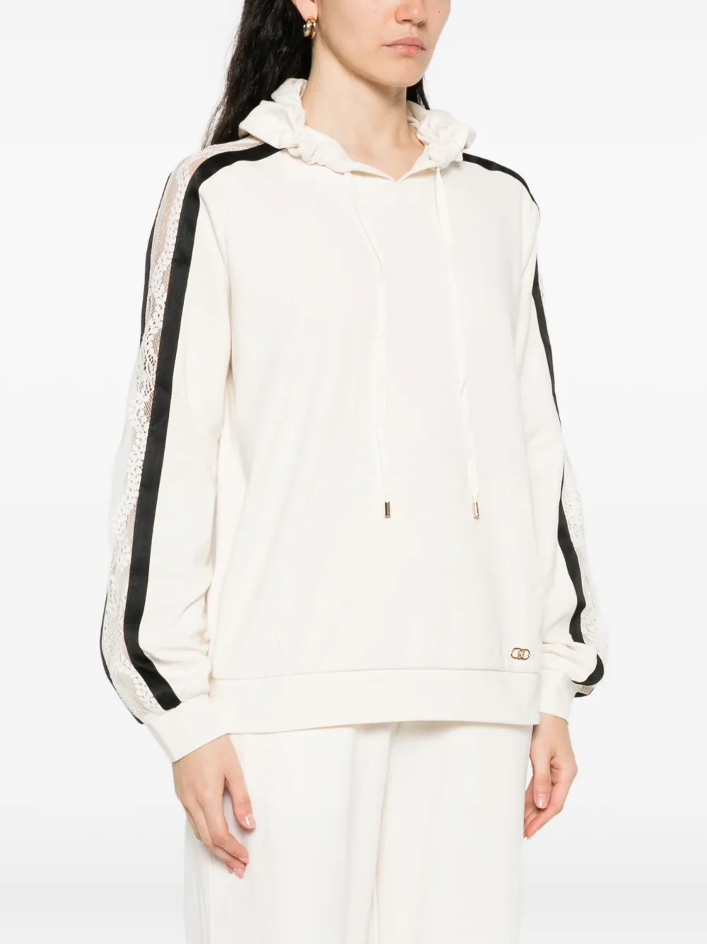 LIU JO Hoodie met kanten vlakken Beige