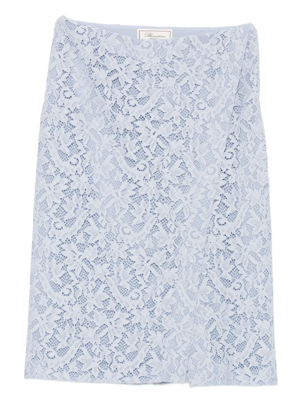 Blumarine Lace Floral Midi Skirt In Blue