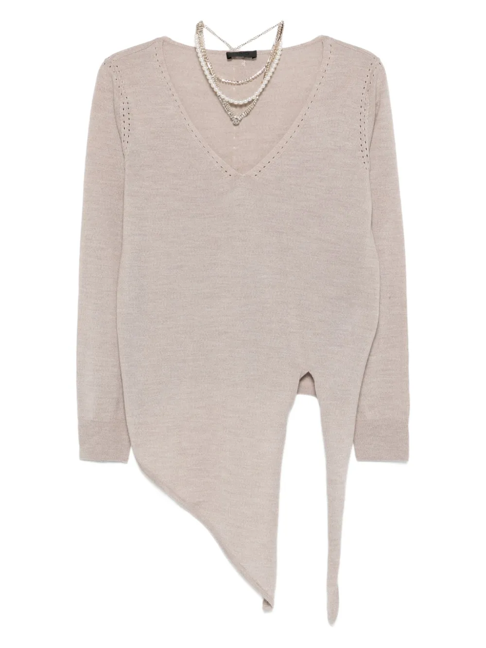 asymmetric V-neck wool sweater