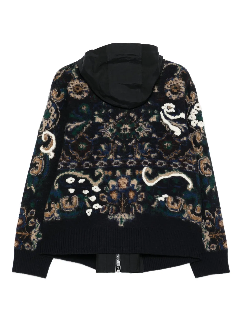sacai Jack met capuchon en bloemenpatroon Blauw
