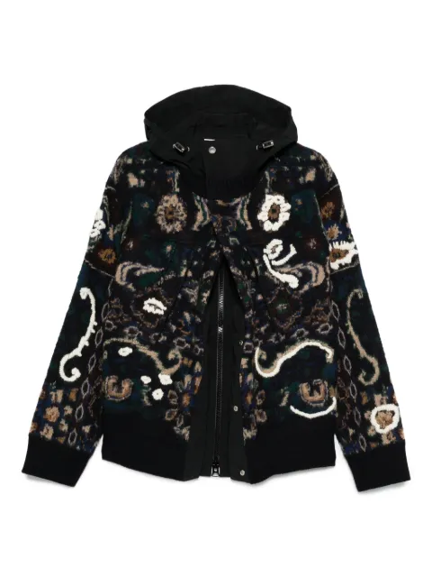 sacai floral-pattern hooded jacket 