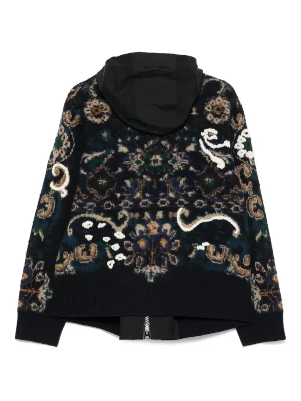Sacai フローラル フーデッドジャケット | ブルー | FARFETCH JP