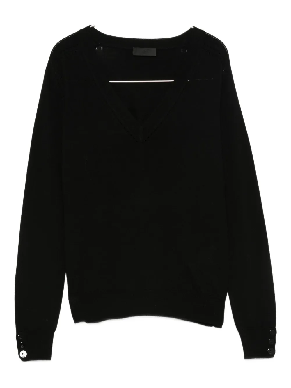 Liu •jo Button-cuff V-neck Jumper In Black