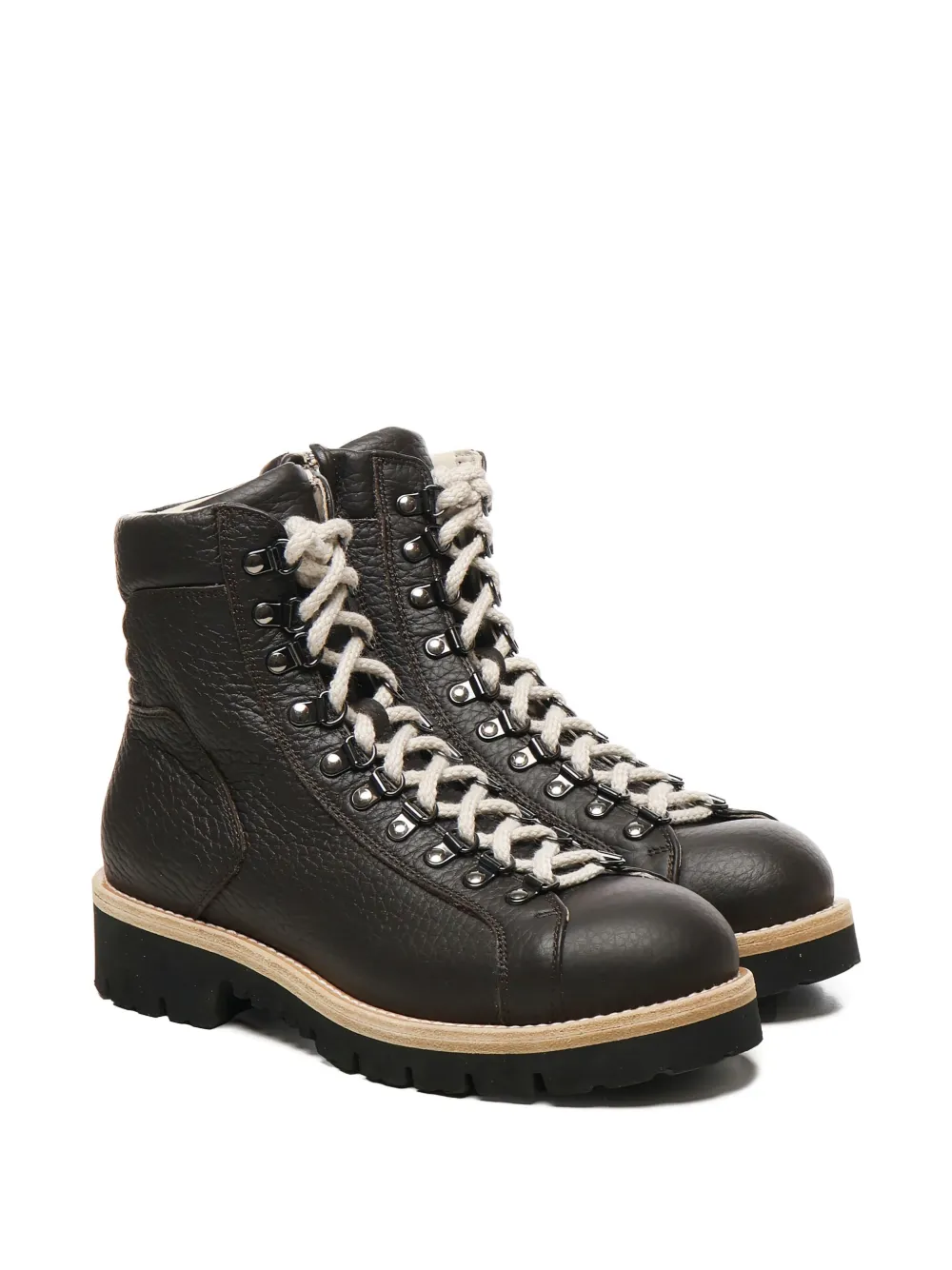 Eleventy leather lace-up boots Brown