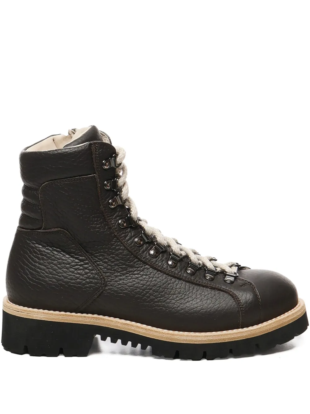 Eleventy Leather Lace-up Boots In Brown