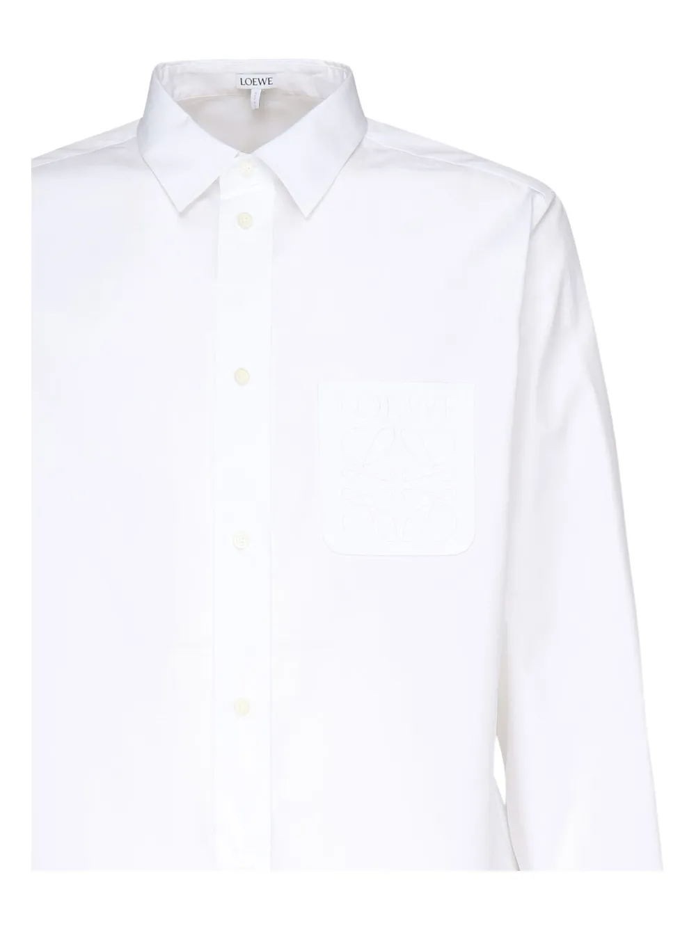 Loewe Embroidered-pocket Long-sleeves Shirt In White