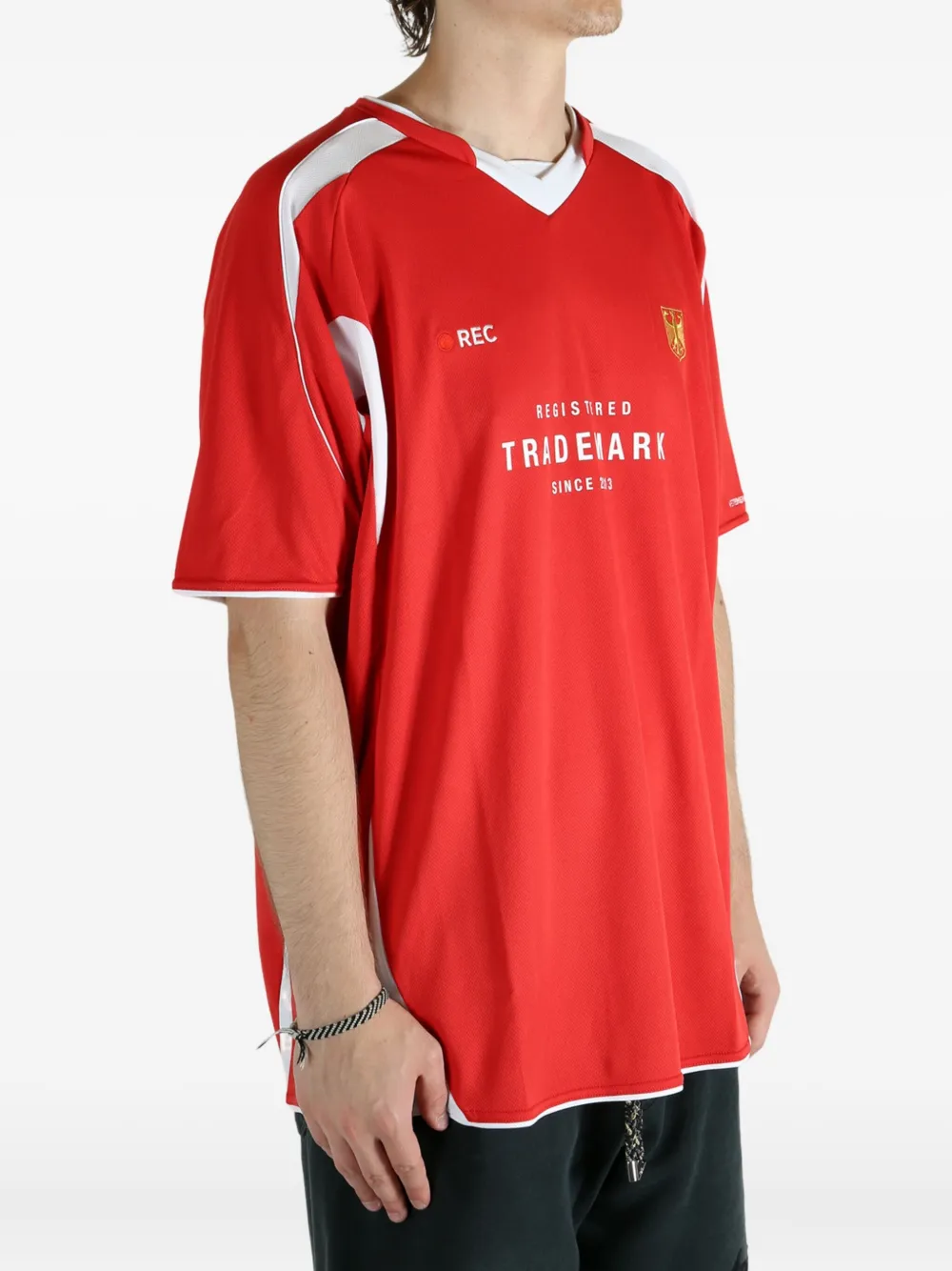 VETEMENTS panelled V-neck T-shirt Rood