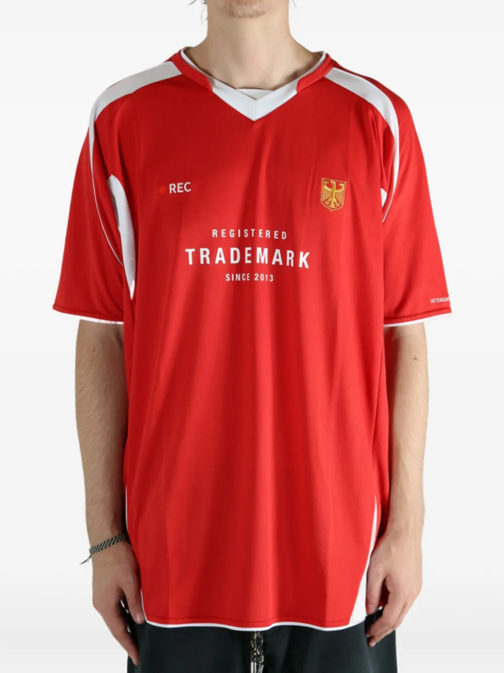 VETEMENTS panelled V-neck T-shirt Rood