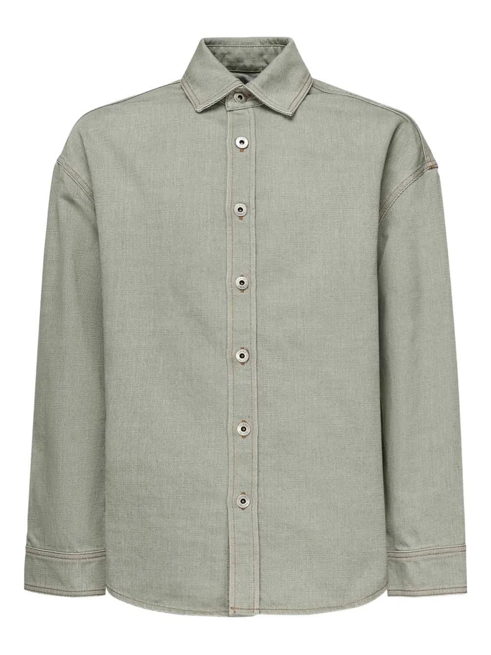 button-fastening cotton shirt