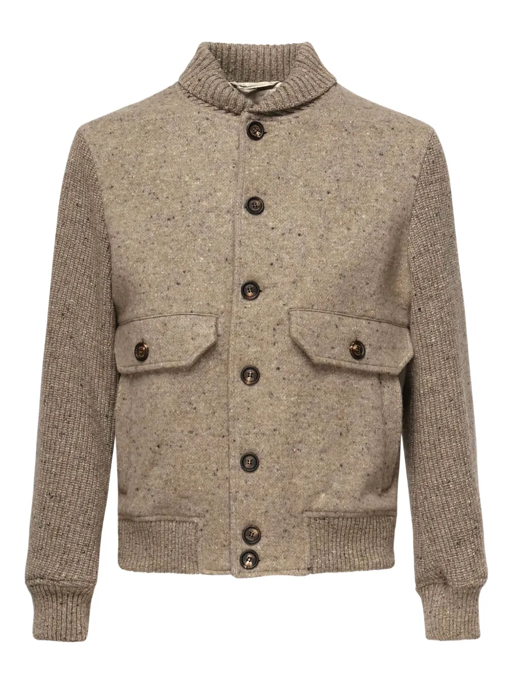 Eleventy Geribbeld jack met gespikkeld effect Beige