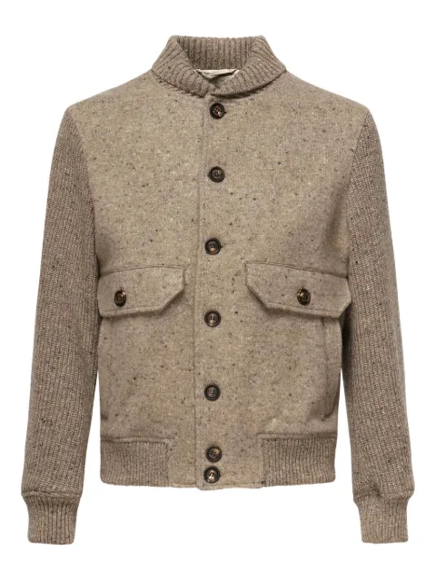 Eleventy speckled-effect ribbed jacket