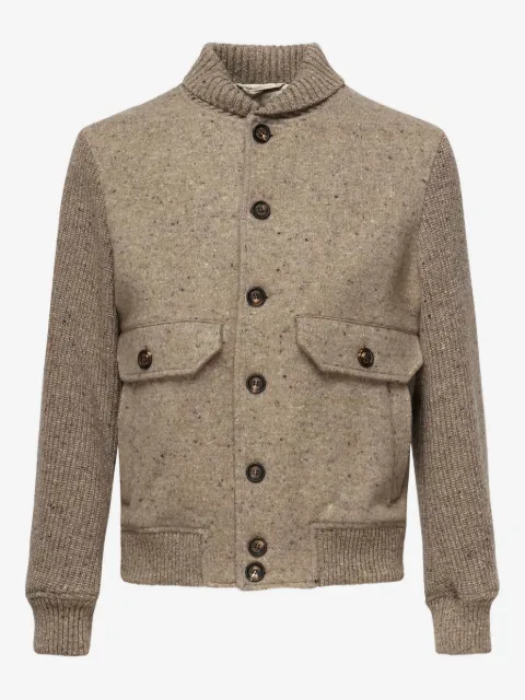 Eleventy speckled-effect ribbed jacket