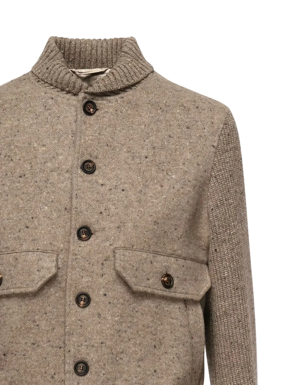 Eleventy Geribbeld jack met gespikkeld effect Beige