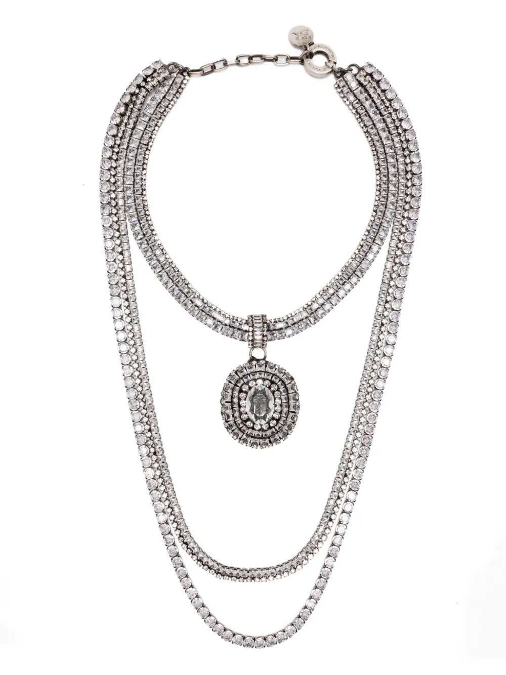 Ermanno Scervino Crystal-embellished Pendant Necklace In Metallic
