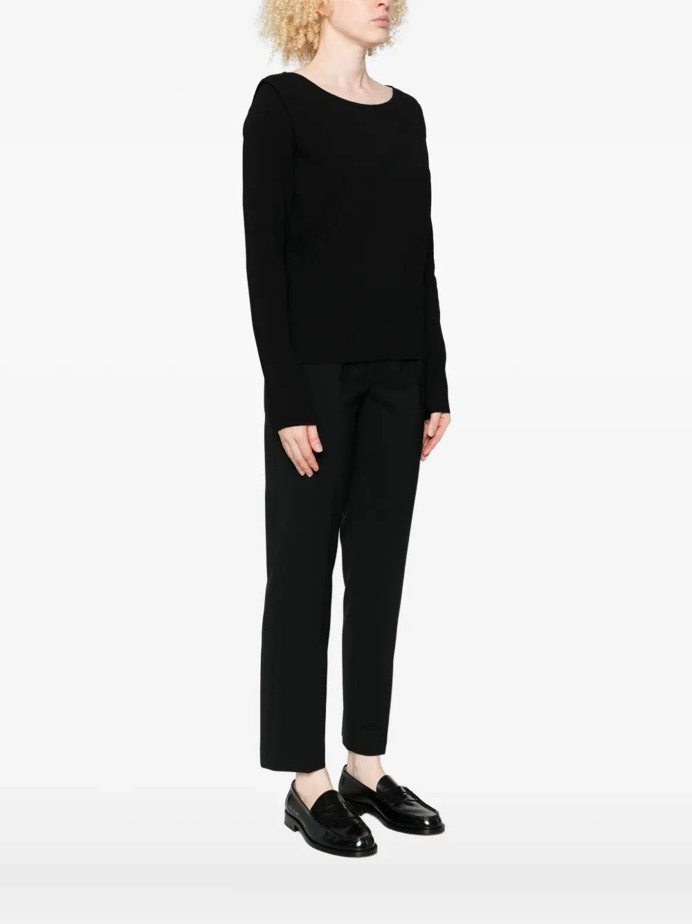 Ermanno Scervino Boat-neck Long-sleeve Top In Black