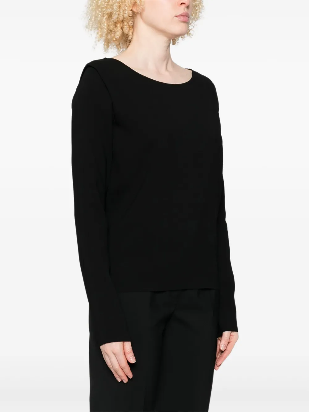 Ermanno Scervino Top met boothals en lange mouwen Zwart