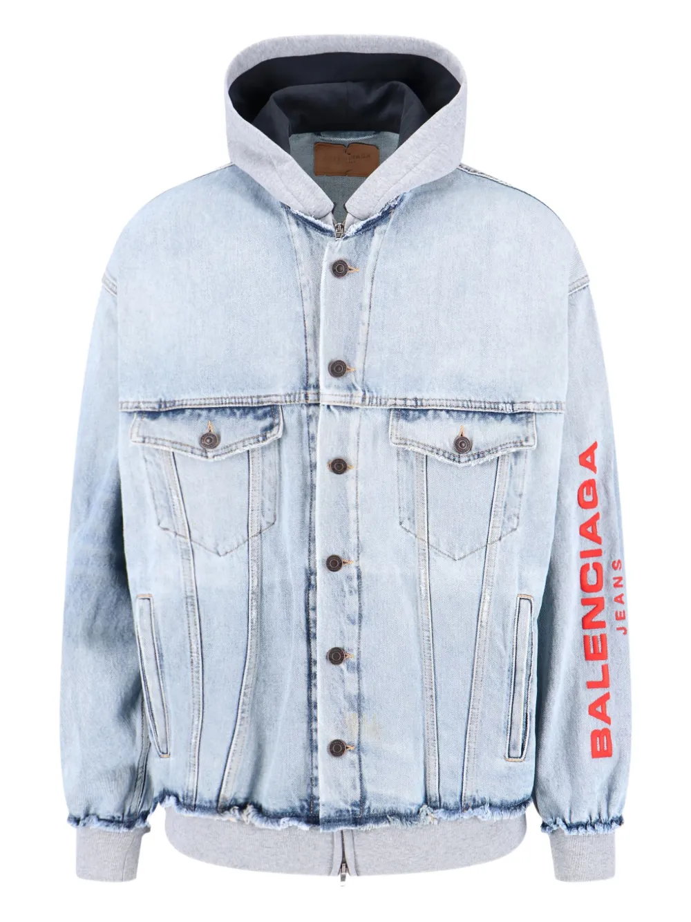 Balenciaga hooded denim jacket Blauw