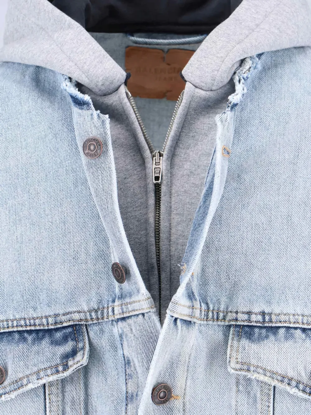 Balenciaga hooded denim jacket Blauw