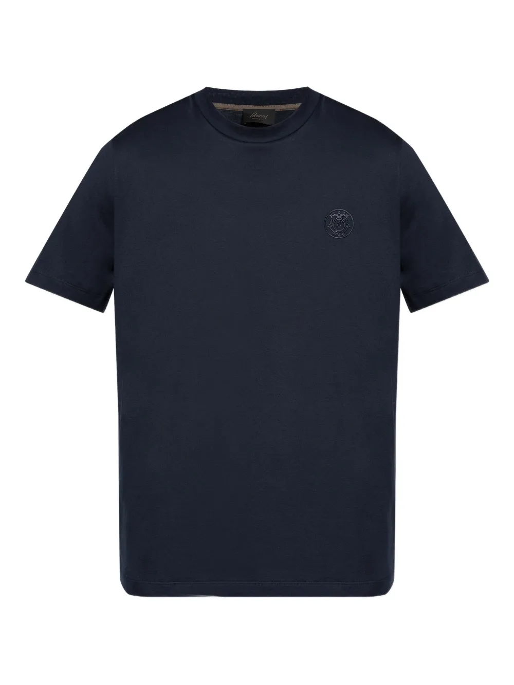 Brioni logo-embroidered T-shirt Blauw