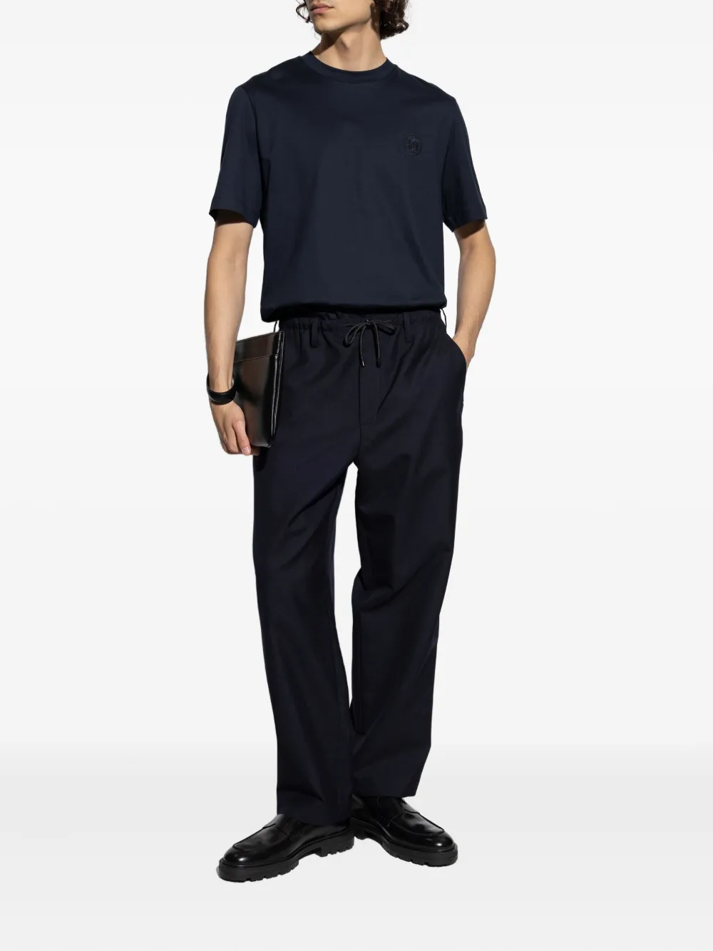 Brioni T-shirt met geborduurd logo Blauw