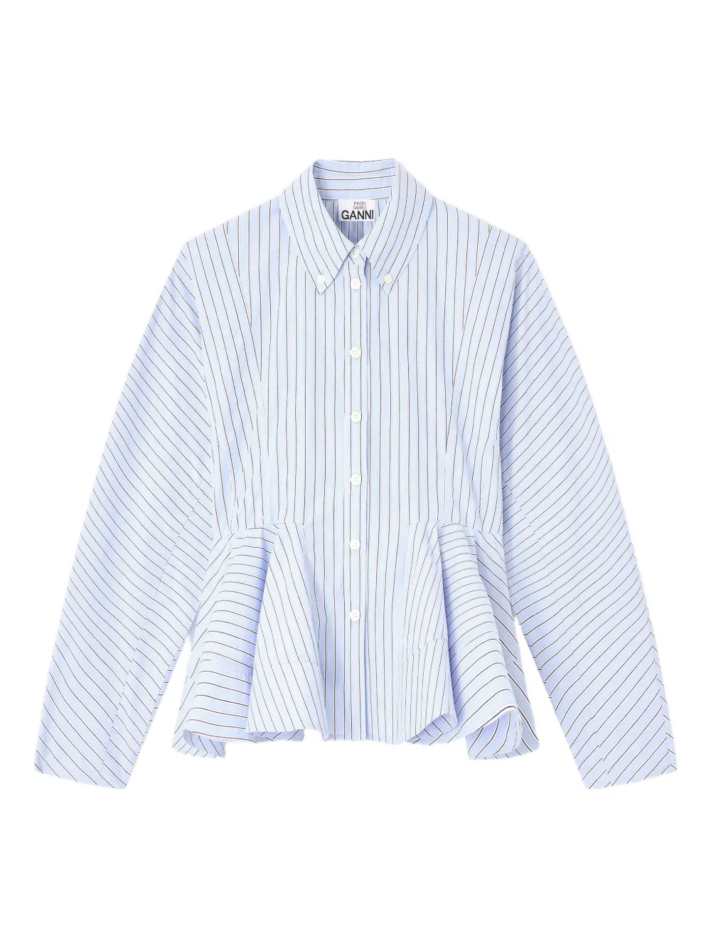 GANNI stripe peplum cotton shirt Blauw