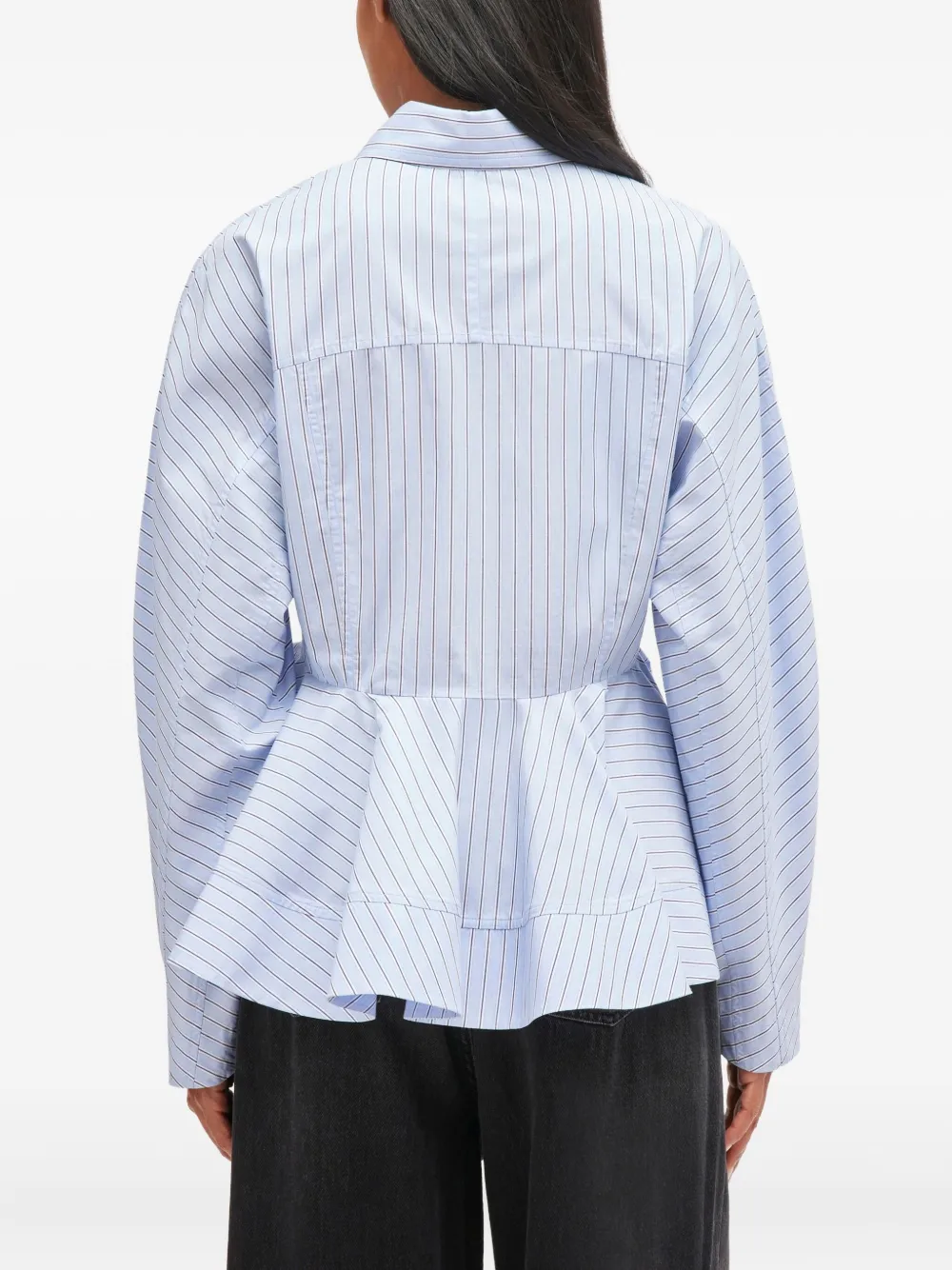 GANNI stripe peplum cotton shirt Blauw