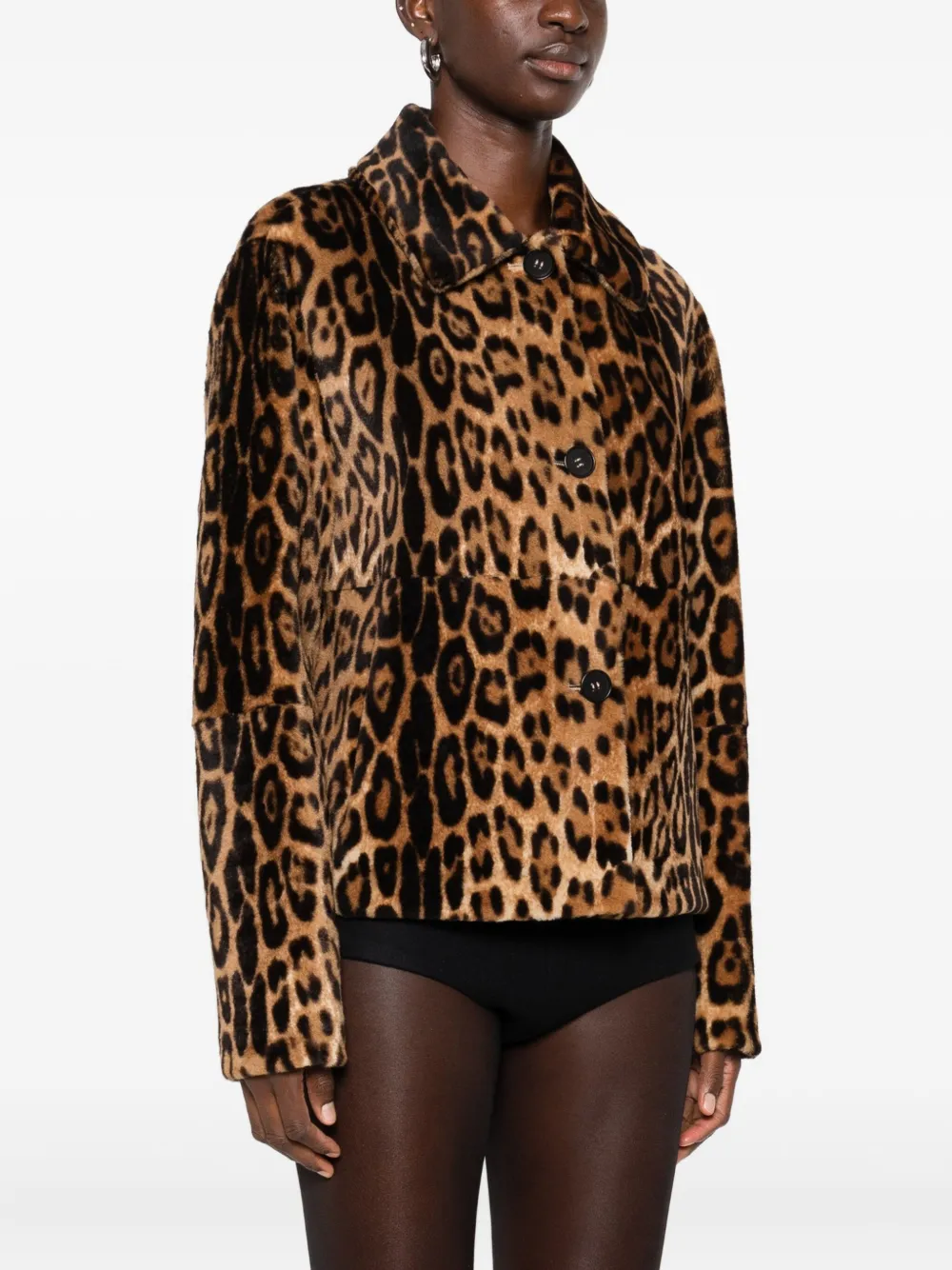 P.A.R.O.S.H. Leren jack met luipaardprint Bruin