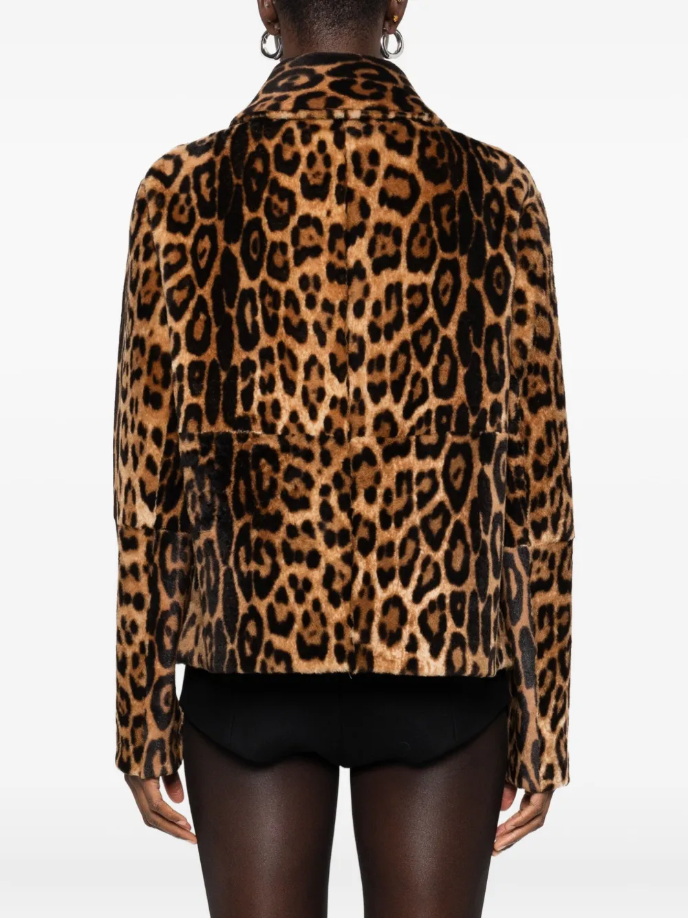 P.A.R.O.S.H. Leren jack met luipaardprint Bruin