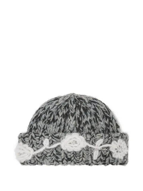 GANNI crochet-flower beanie