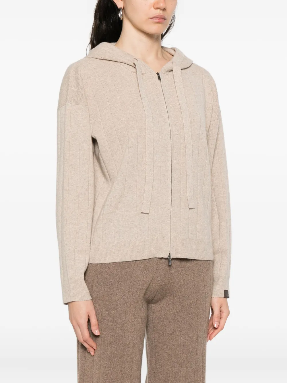 Max Mara ribbed knit hoodie - Beige