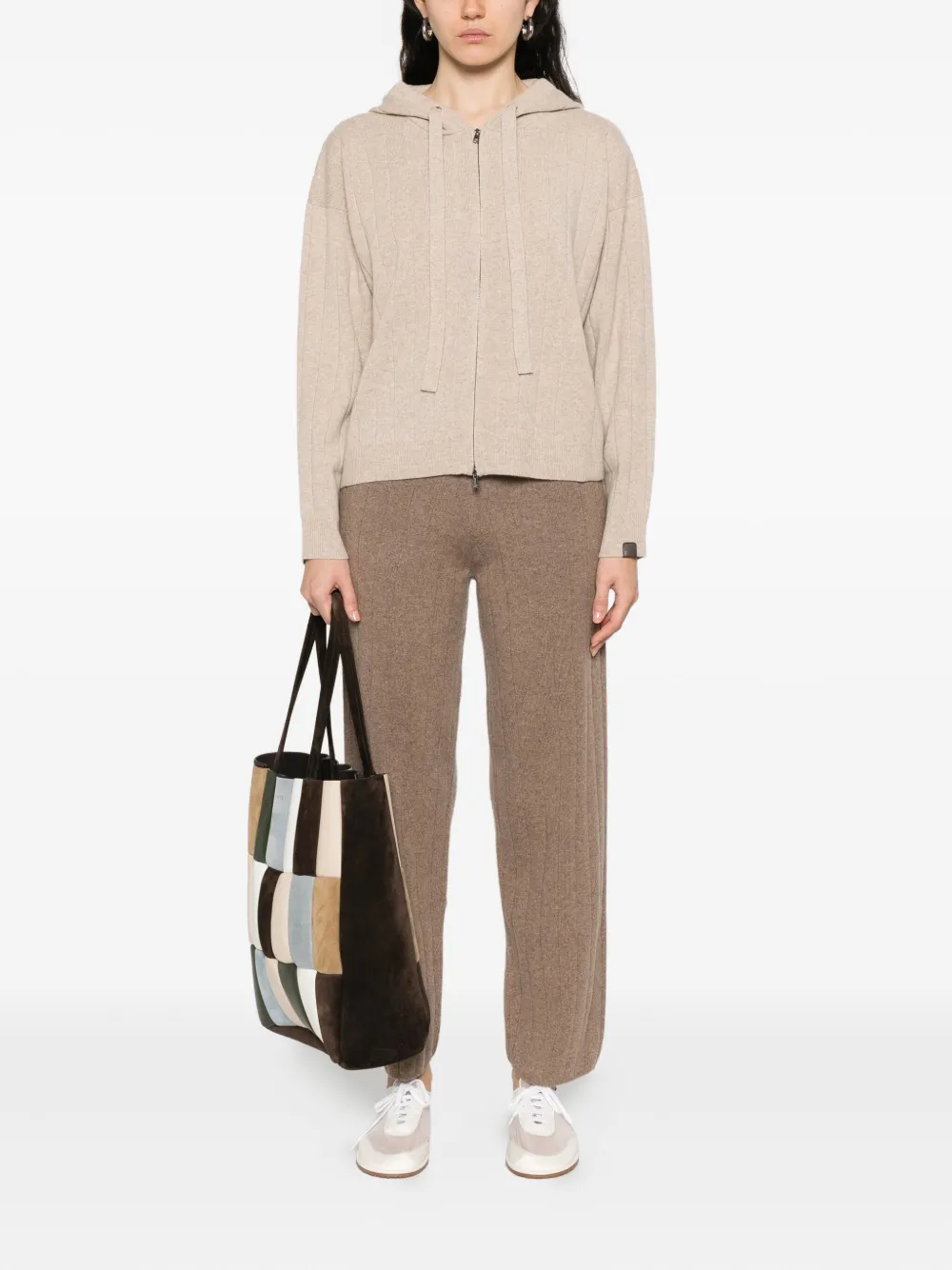 Max Mara Ribgebreide hoodie Beige