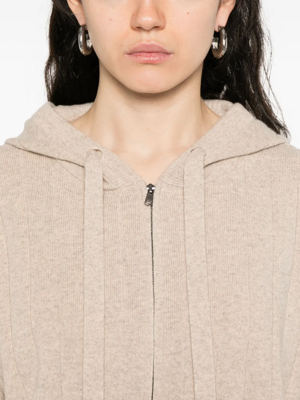 Max Mara Ribgebreide hoodie Beige