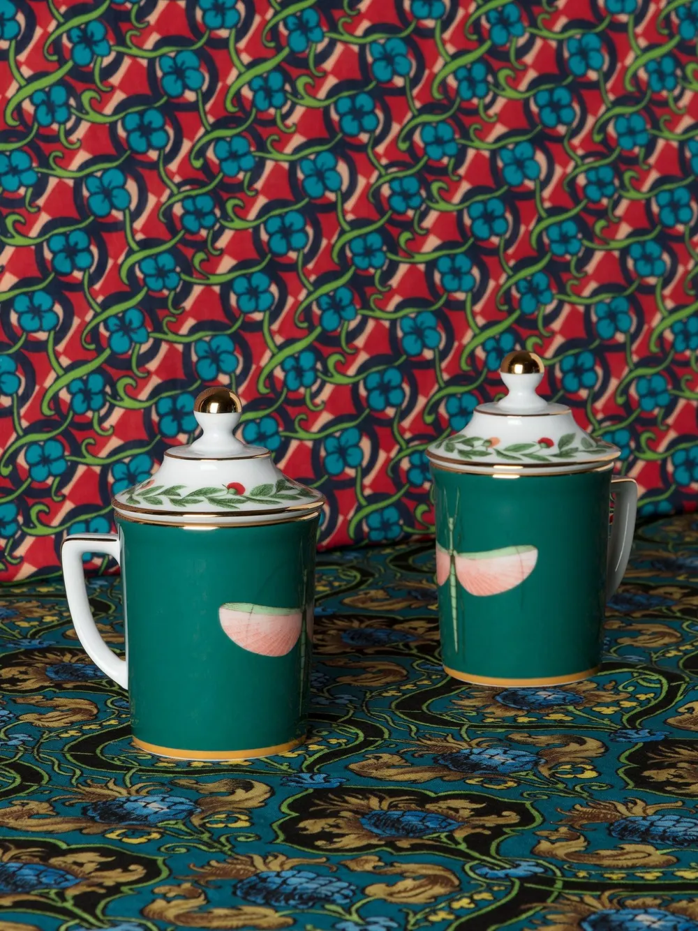 La Doublej Libellula Lidded Mug In Green
