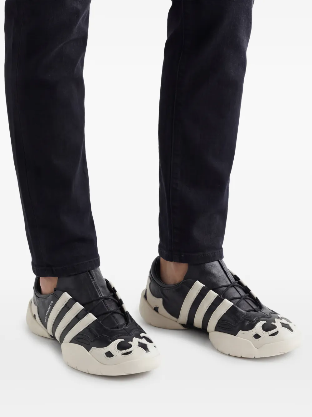 Y-3 Leren sneakers met vlammen Zwart