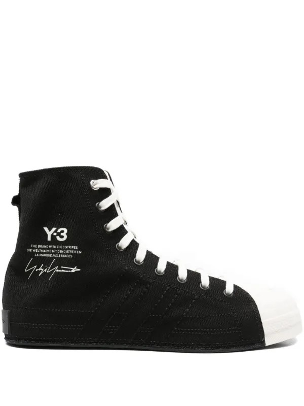 【カッコイイ】Y-3 ロゴ ハイカットスニーカー ブラック Y-3 ハイカット スニーカー | ブラック | FARFETCH JP