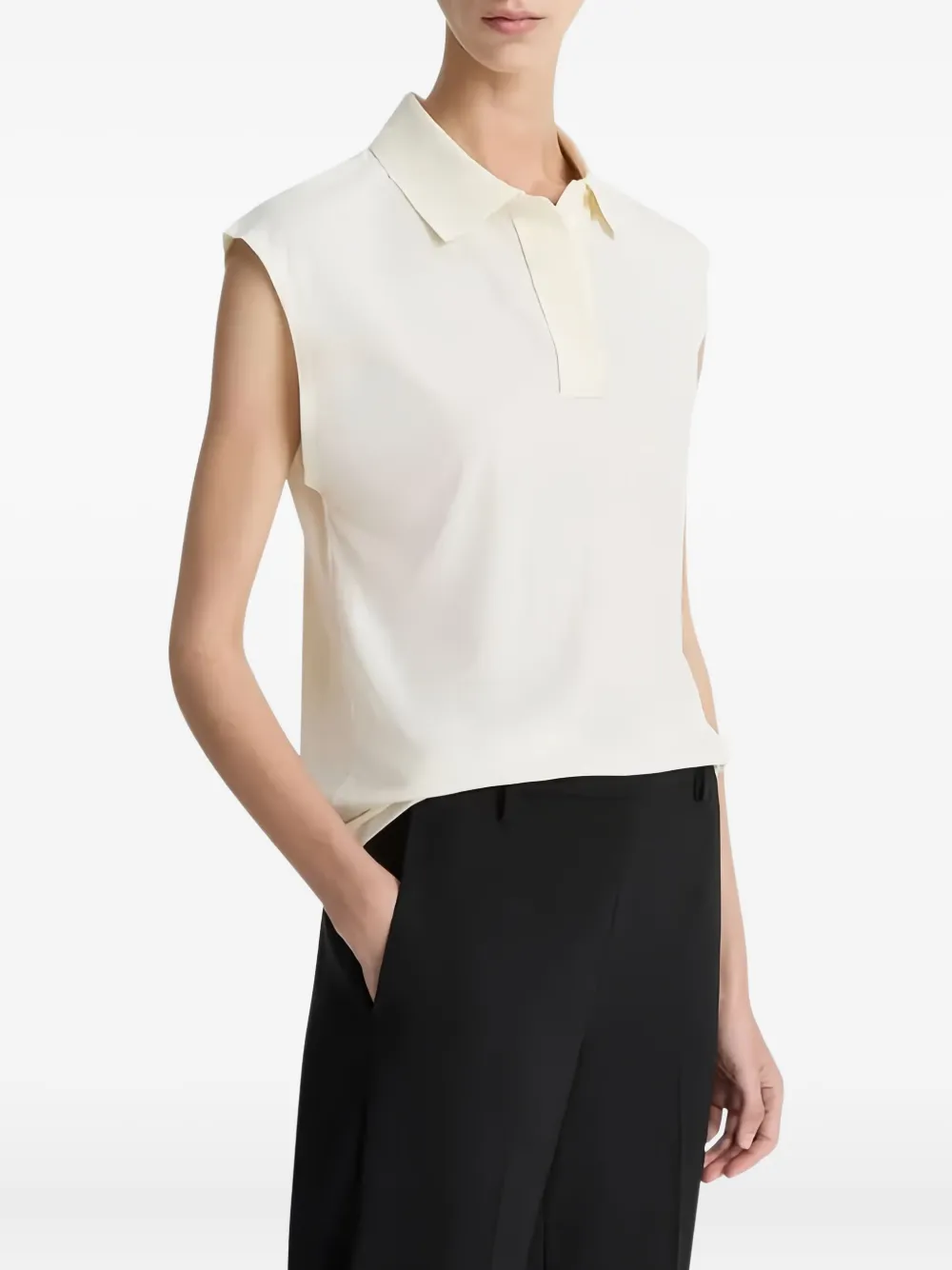 Vince Sleeveless Polo Shirt In Animal Print